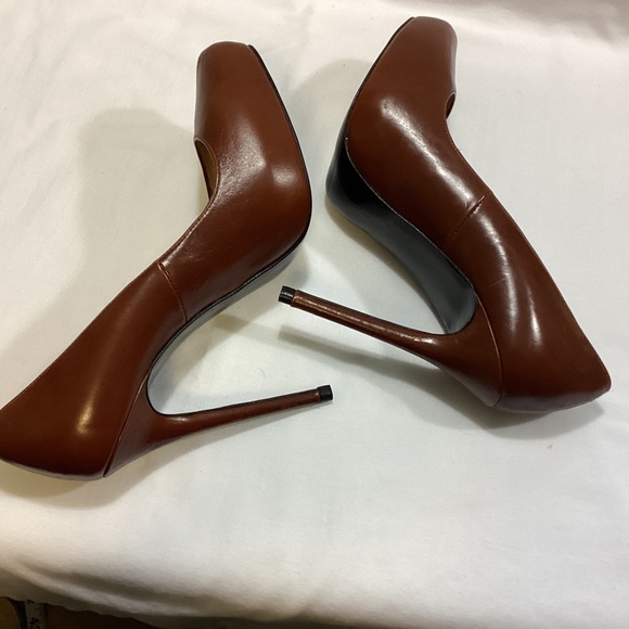NEW ZARA WOMAN BROWN LEATHER PLATFORM PUMPS SZ 39 - Picture 4 of 13